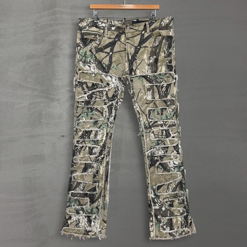 Rockstar Original RSM 205 Flare Denim Camo Distressed Jeans 38